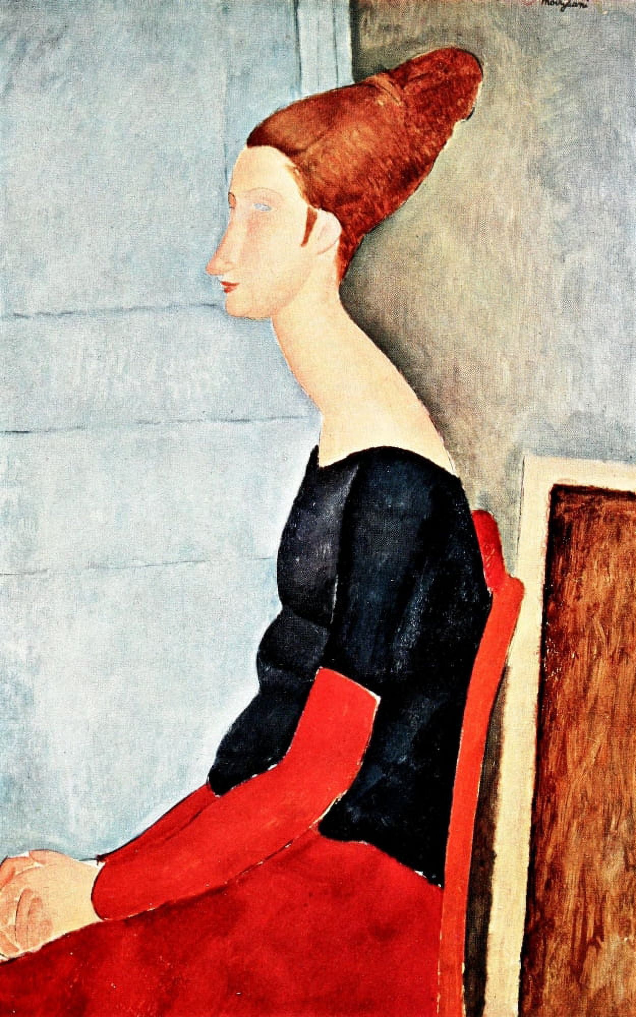 Portrait of Jeanne Hebuterne 1918 Canvas Art - Amedeo Modigliani (18 x 24)