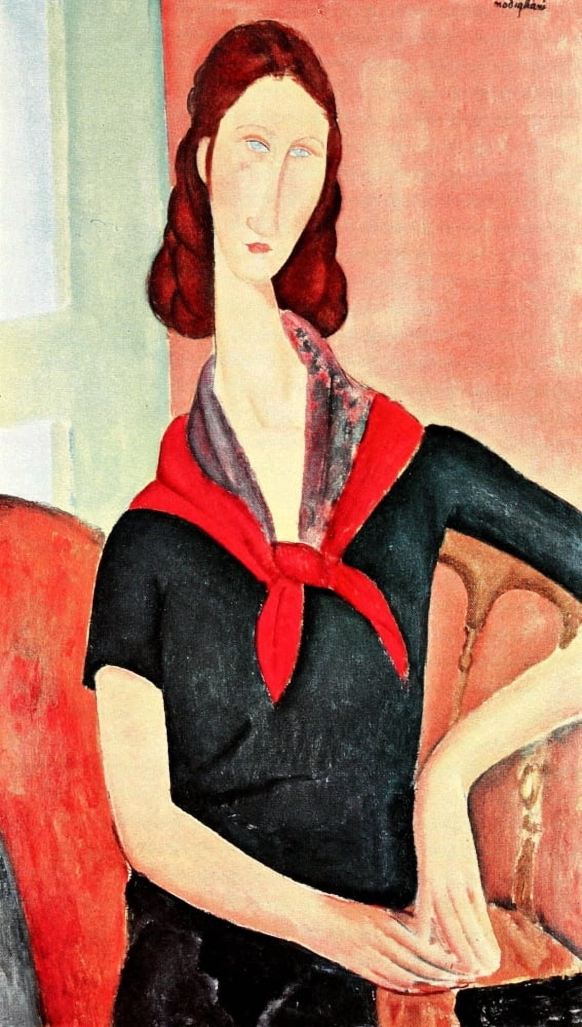 Portrait of Jeanne Hebuterne 1919 Canvas Art - Amedeo Modigliani (18 x 24)