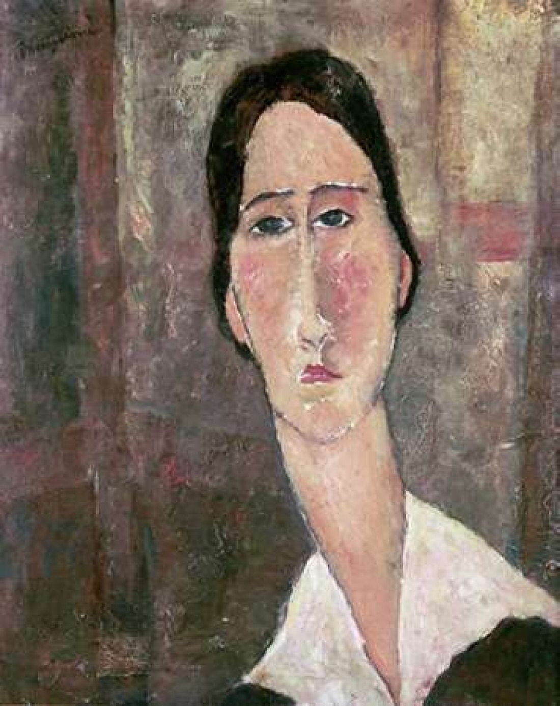 Portrait of Jeanne Hebuterne Canvas Art - Amedeo Modigliani (22 x 28)