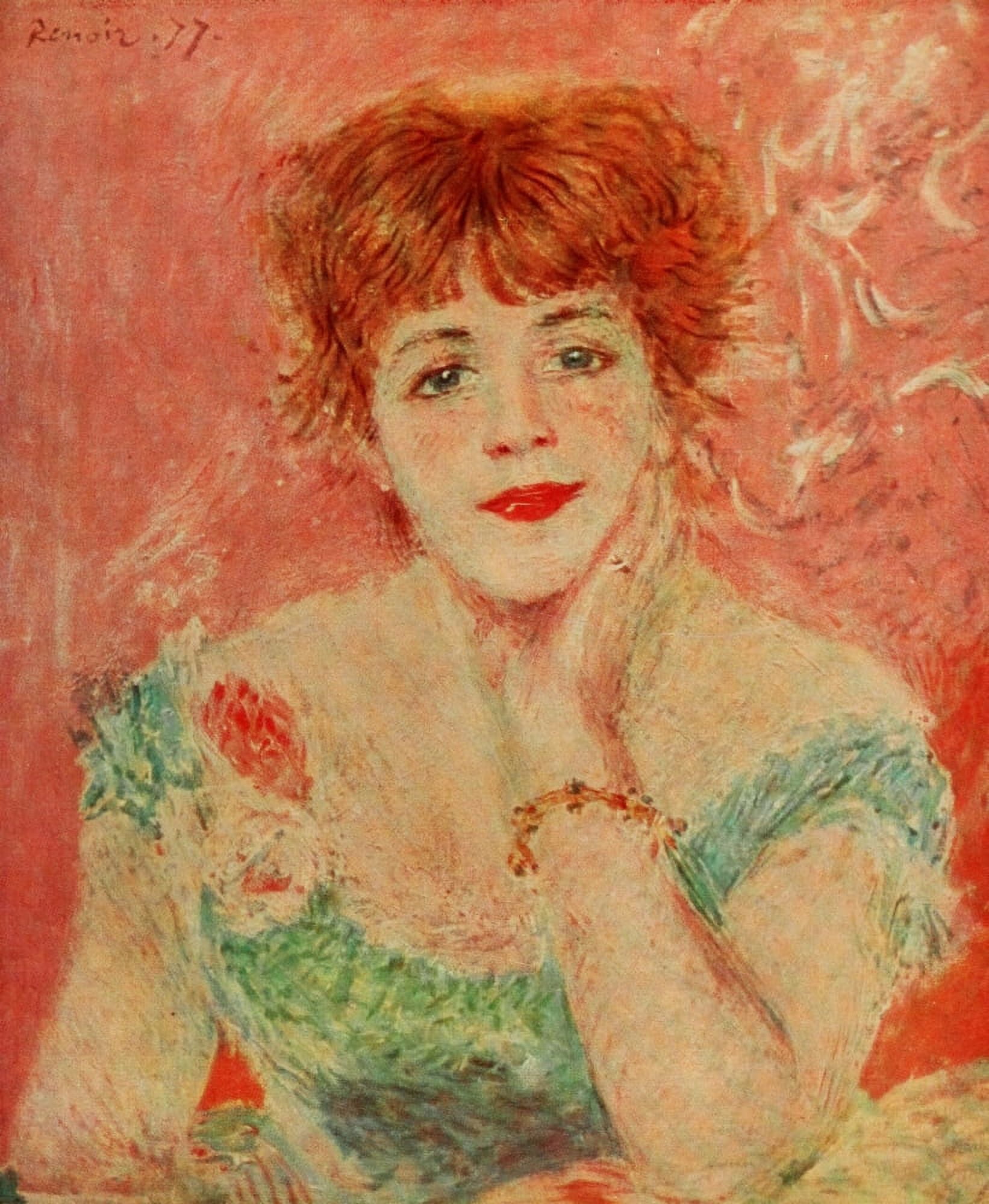 Portrait of Jeanne Samary 1877 Canvas Art - Pierre-Auguste Renoir (18 x 24)