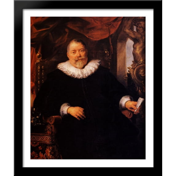 Portrait of Johan Wierts 28x34 Large Black Wood Framed Print Art by Jacob Jordaens