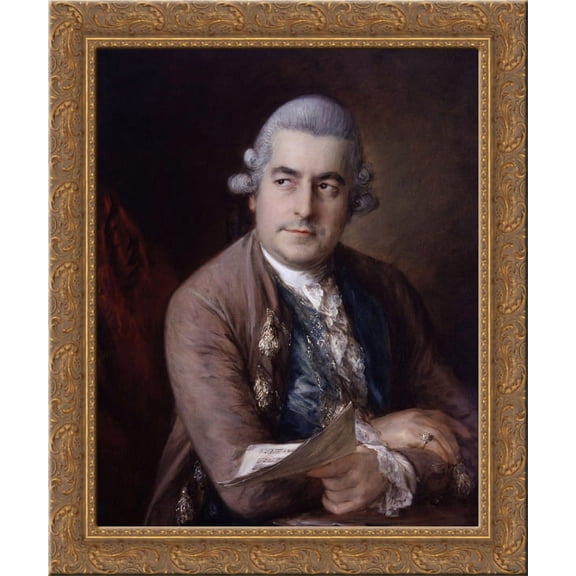 Portrait of Johann Christian Bach 24x20 Gold Ornate Wood Framed Canvas Art by Thomas Gainsborough
