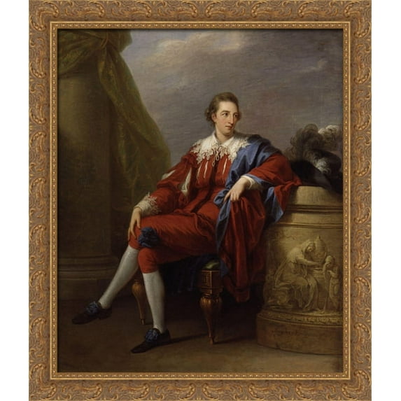 Portrait of John Simpson 28x32 Large Gold Ornate Wood Framed Canvas Art by Angelica Kauffman