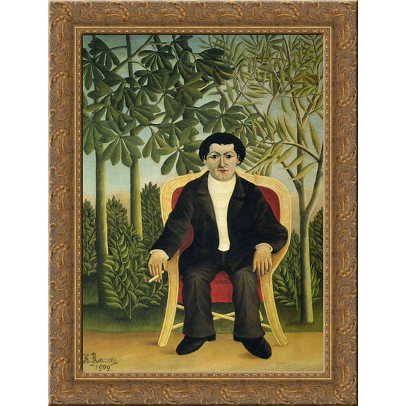 Portrait of Joseph Brummer 24x18 Gold Ornate Wood Framed Canvas Art by Henri Rousseau