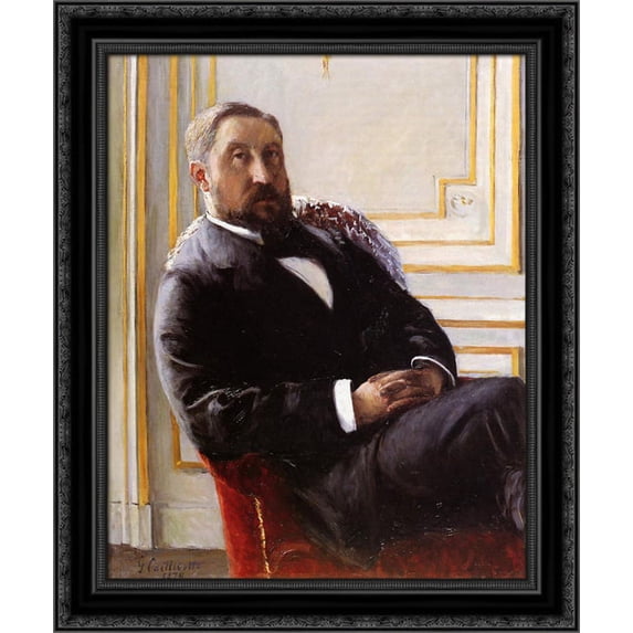 Portrait of Jules Richemont 20x23 Black Ornate Wood Framed Canvas Art by Caillebotte, Gustave