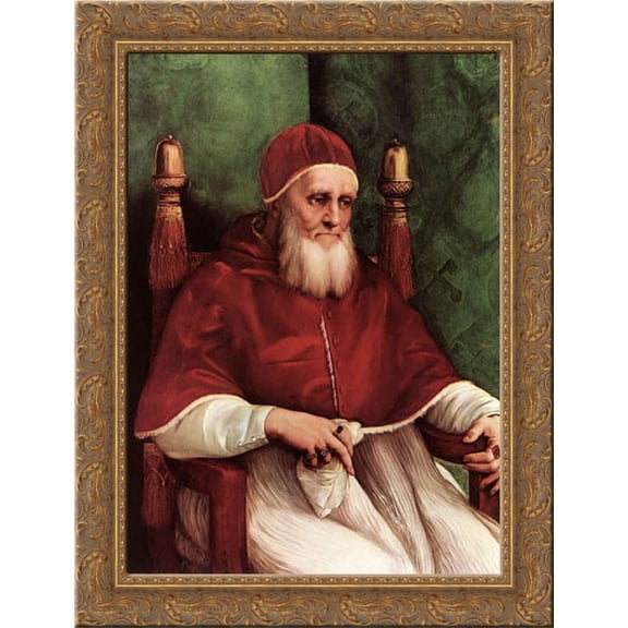 Portrait of Julius II 20x24 Gold Ornate Wood Framed Canvas Art by Raphael