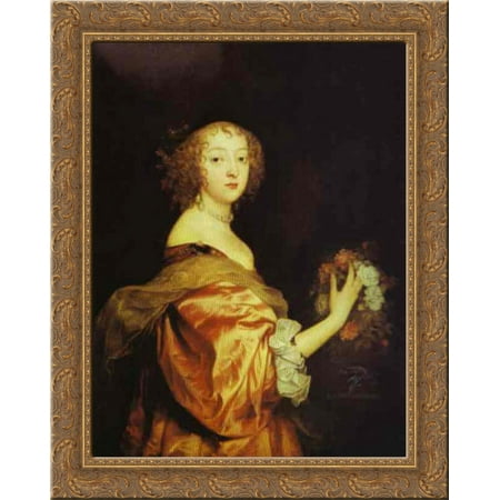Portrait of Lady d Aubigny 24x20 Gold Ornate Wood Framed Canvas Art by Anthony van Dyck