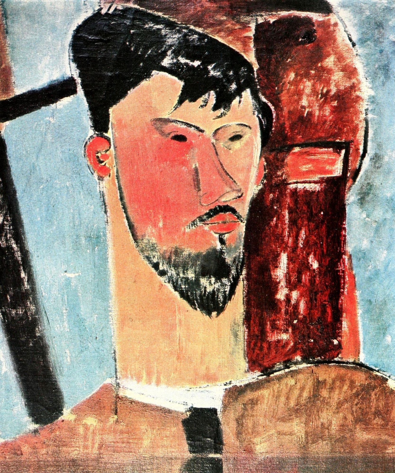Portrait of Laurens 1913-4 Canvas Art - Amedeo Modigliani (24 x 36)