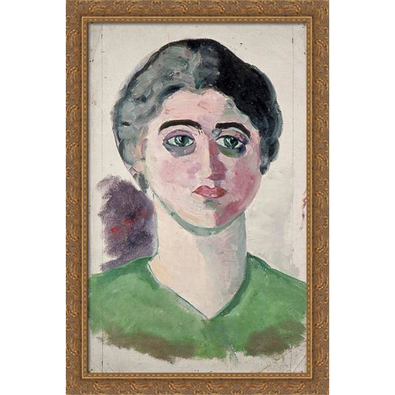 Portrait of Lena Milius 26x40 Large Gold Ornate Wood Framed Canvas Art by Theo van Doesburg