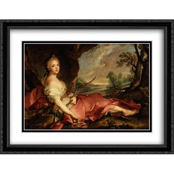 Portrait of Louis Tocqu 2x Matted 36x28 Large Black Ornate Framed Art Print by Nattier, Jean-Marc