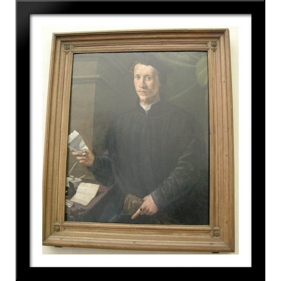 Portrait of Ludovico Martelli 28x32 Large Black Wood Framed Print Art by Jacopo Pontormo