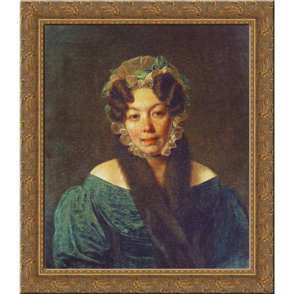 Portrait of M. M. Philosophova 24x20 Gold Ornate Wood Framed Canvas Art by Alexey Venetsianov