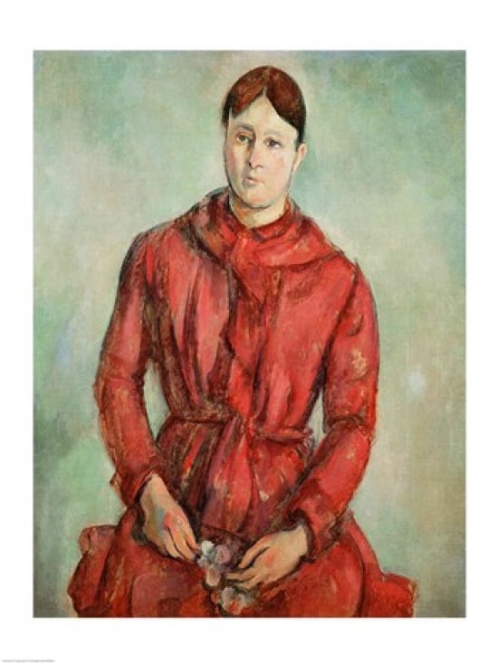 Portrait of Madame Cezanne in a Red Dress Canvas Art - Paul Cezanne (18 x 24)