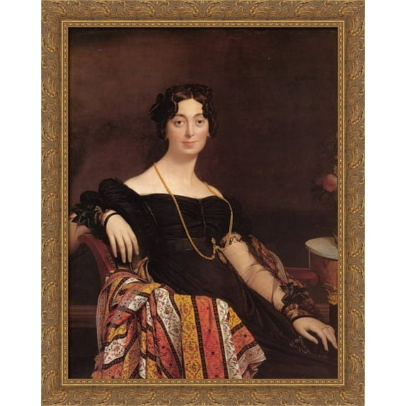 Portrait of Madame Leblanc 28x34 Large Gold Ornate Wood Framed Canvas Art by Jean Auguste Dominique Ingres