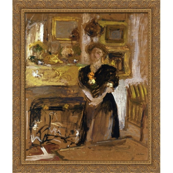 Portrait of Madame Marie des Jardins Fontaine 28x34 Large Gold Ornate Wood Framed Canvas Art by Edouard Vuillard