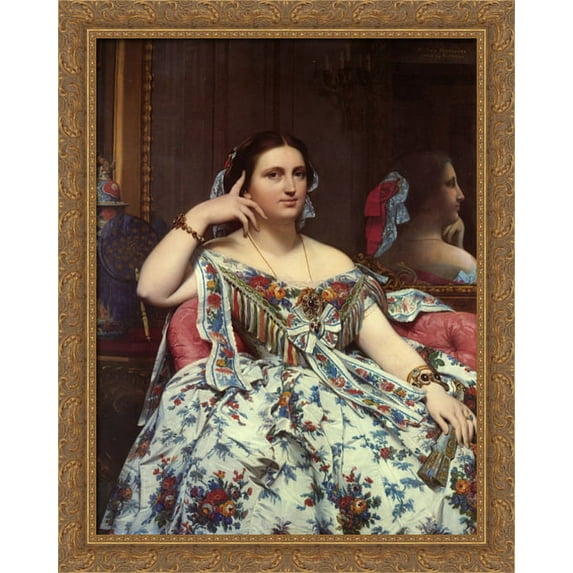Portrait of Madame Moitessier Sitting 28x36 Large Gold Ornate Wood Framed Canvas Art by Jean Auguste Dominique Ingres