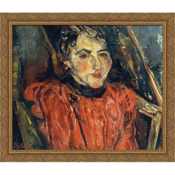 Portrait of Madame X (also known as Pink Portrait) 32x28 Large Gold Ornate Wood Framed Canvas Art by Chaim Soutine