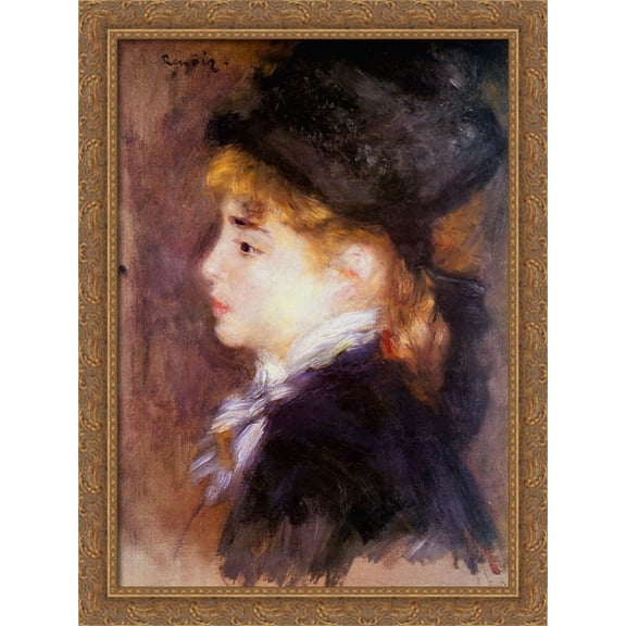 Portrait of Margot (Portrait of a Model) 28x36 Large Gold Ornate Wood Framed Canvas Art by Pierre Auguste Renoir