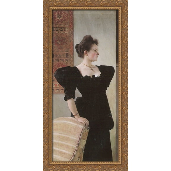 Portrait of Marie Breunig 20x40 Large Gold Ornate Wood Framed Canvas Art by Gustav Klimt