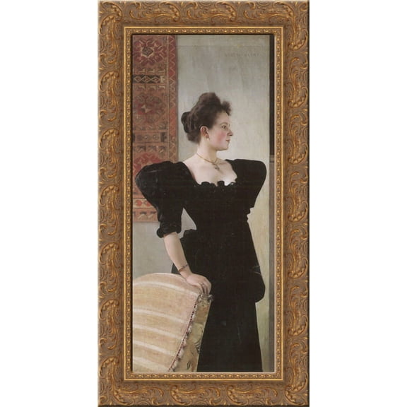 Portrait of Marie Breunig 24x12 Gold Ornate Wood Framed Canvas Art by Gustav Klimt