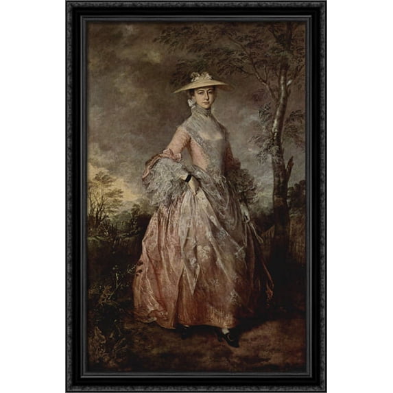 Portrait of Mary Countess Howe 26x40 Large Black Ornate Wood Framed Canvas Art by Thomas Gainsborough