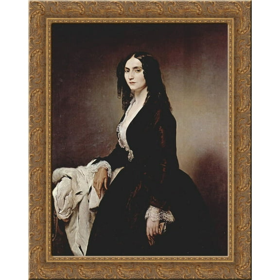 Portrait of Matilde Juva Branca 24x20 Gold Ornate Wood Framed Canvas Art by Francesco Hayez