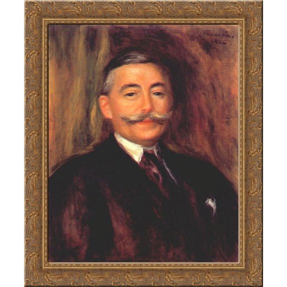 Portrait of Maurice Gangnat 20x24 Gold Ornate Wood Framed Canvas Art by Renoir, Pierre Auguste
