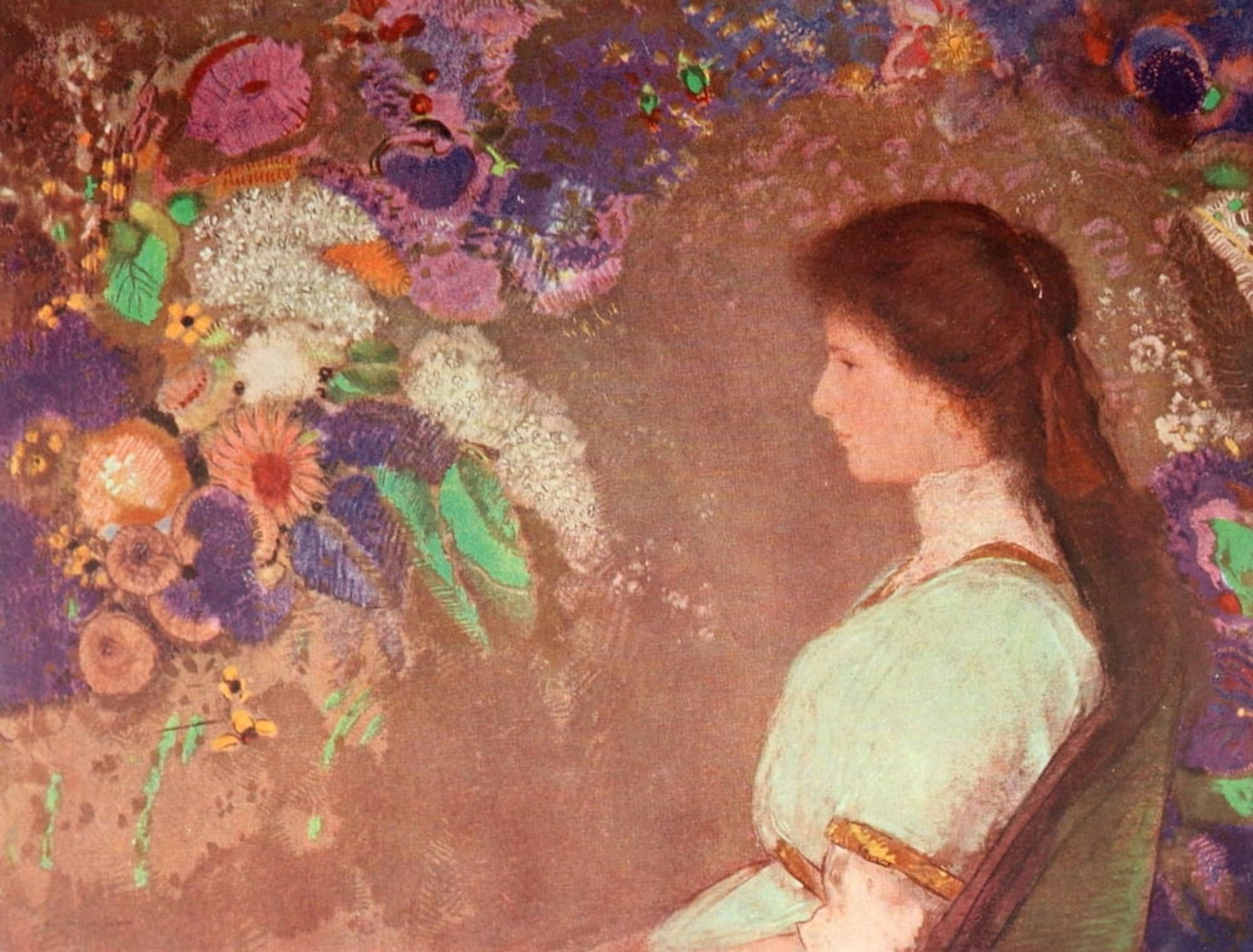 Portrait of Mlle Violette Odilon Redon 1923 Canvas Art - Odilon Redon (18 x 24)