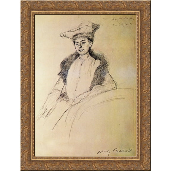 Portrait of Mme. Fontveille 24x18 Gold Ornate Wood Framed Canvas Art by Mary Cassatt