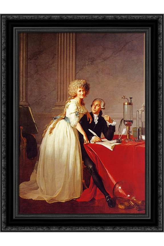 Portrait of Monsieur Lavoisier and His Wife 20x24 Black Ornate Wood Framed Canvas Art by Tissot, James Jacques Joseph