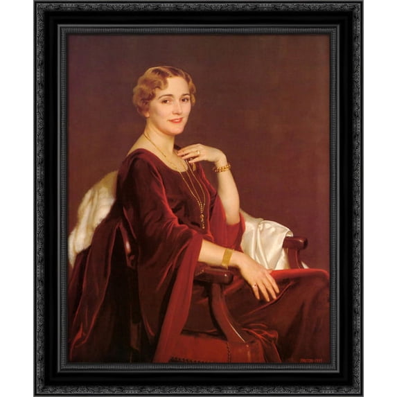 Portrait of Mrs. Charles Frederic Toppan 20x23 Black Ornate Wood Framed Canvas Art by Paxton, William McGregor