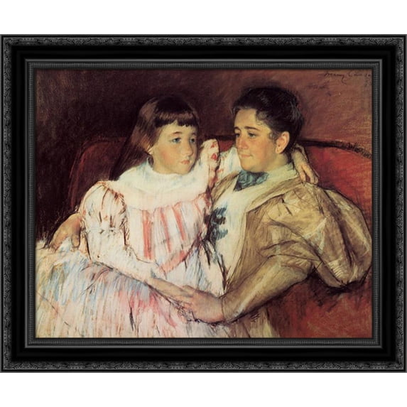 Portrait of Mrs Havemeyer and Her Daughter Electra 23x20 Black Ornate Wood Framed Canvas Art by Cassatt, Mary,