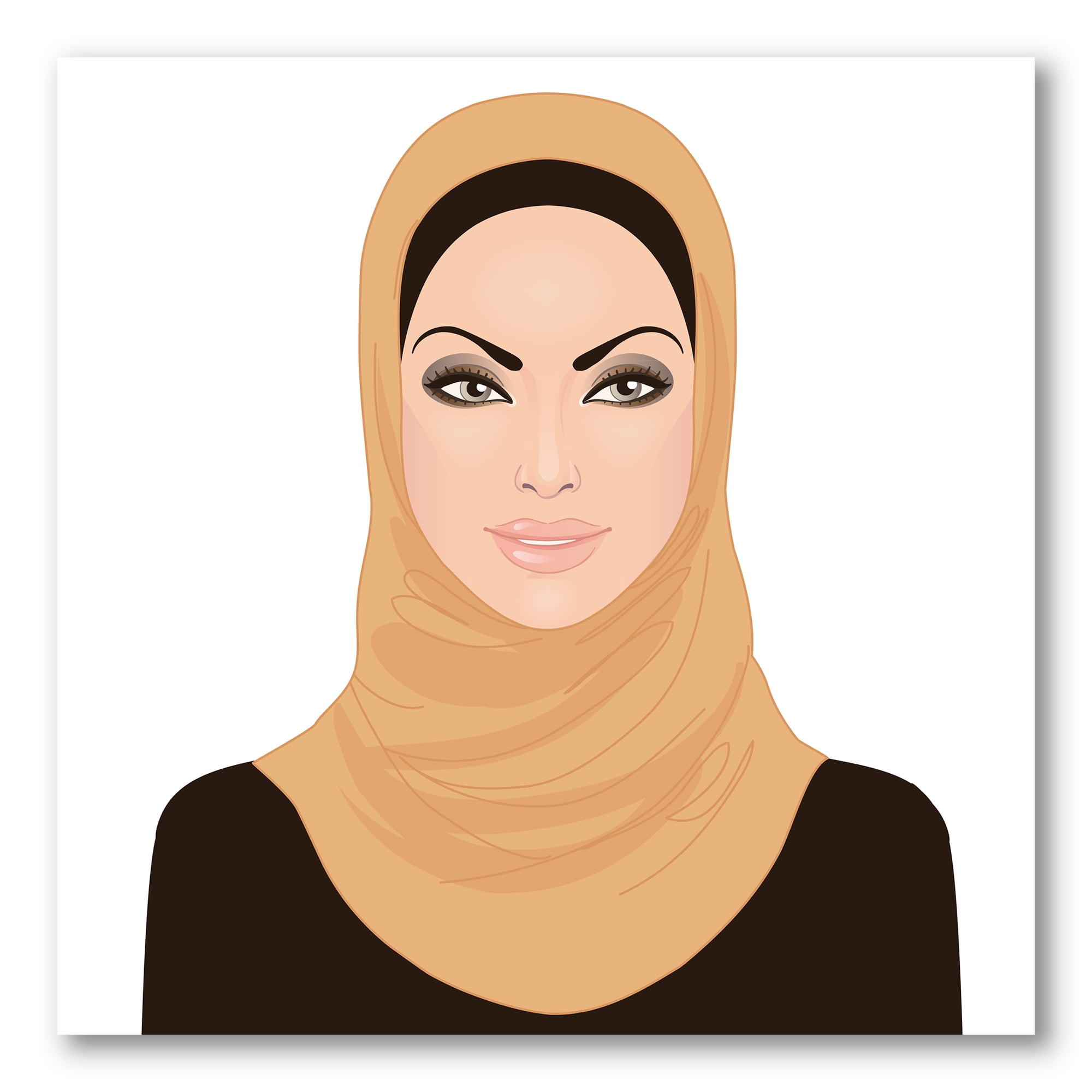 Portrait of Muslim Girl In Traditional Hijab 30 in x 30 in Painting Canvas Art Print, by Designart