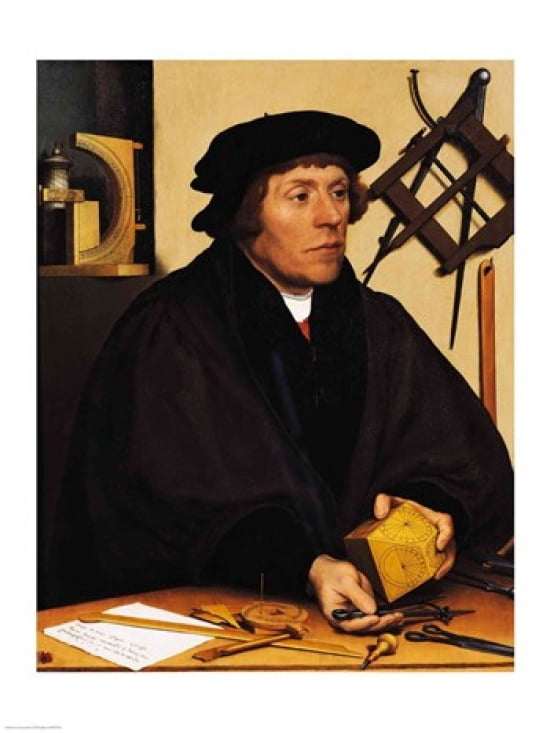 Portrait of Nicholas Kratzer Canvas Art - Hans Holbein (18 x 24)