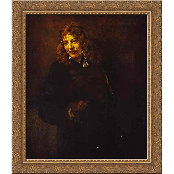 Portrait of Nicolas Bruyningh 20x20 Gold Ornate Wood Framed Canvas Art by Rembrandt