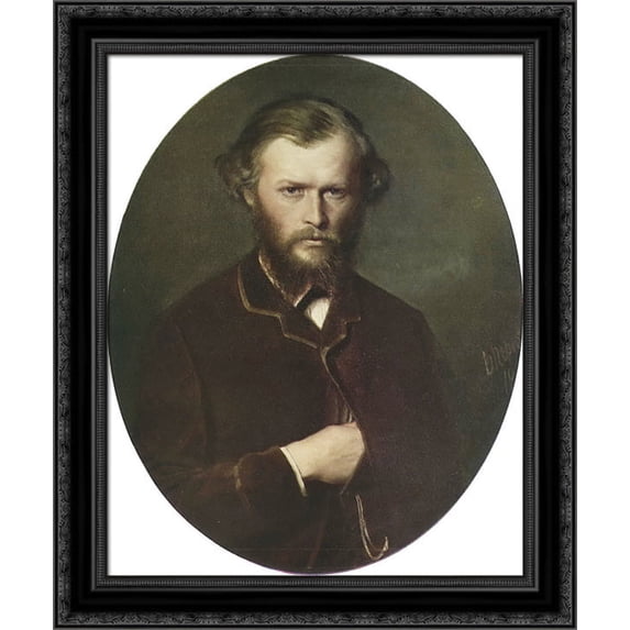 Portrait of Nikolai Lanin 20x24 Black Ornate Wood Framed Canvas Art by Perov, Vasily