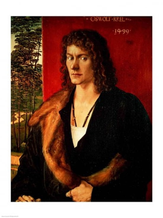 Portrait of Oswolt Krel 1499 Canvas Art - Albrecht Durer (18 x 24)