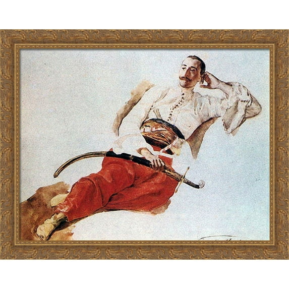 Portrait of P. A. Chikhachev 34x28 Large Gold Ornate Wood Framed Canvas Art by Karl Bryullov