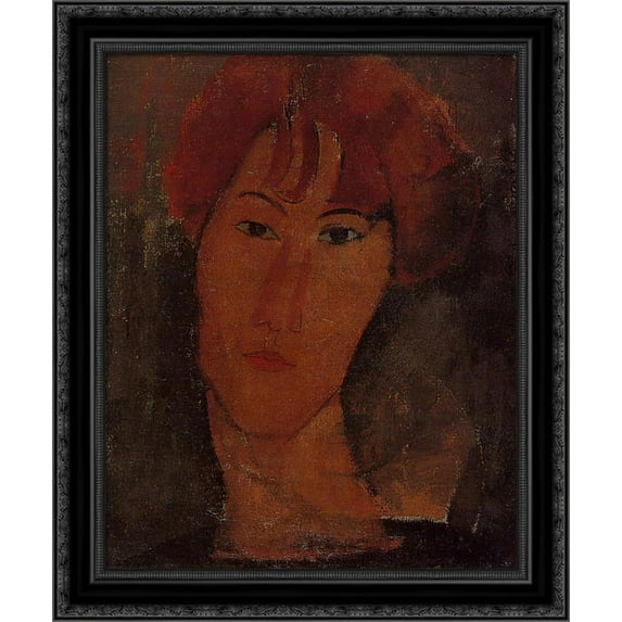 Portrait of Pardy 20x24 Black Ornate Wood Framed Canvas Art by Modigliani, Amedeo
