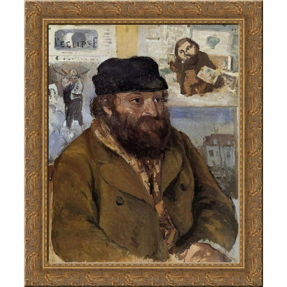 Portrait of Paul Cezanne 20x24 Gold Ornate Wood Framed Canvas Art by Pissarro, Camille