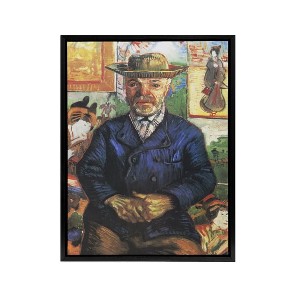 Portrait of Pere Tanguy Van Gogh Vintage Black Framed Canvas Wall Art 12X16"