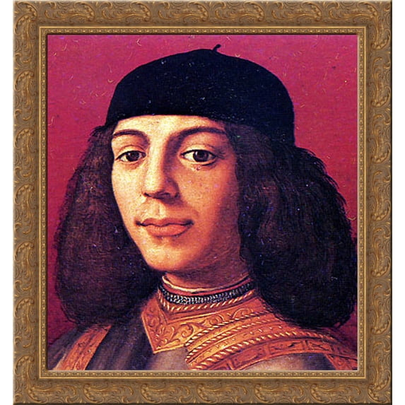 Portrait of Piero di Lorenzo de Medici 24x20 Gold Ornate Wood Framed Canvas Art by Agnolo Bronzino