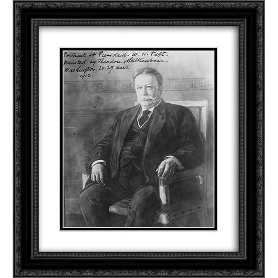 Portrait of President W.H. Taft painted by Theodore Molkenboer, Washington, 24-27 March 1912 20x24 Double Matted Black Ornate Framed Art Print