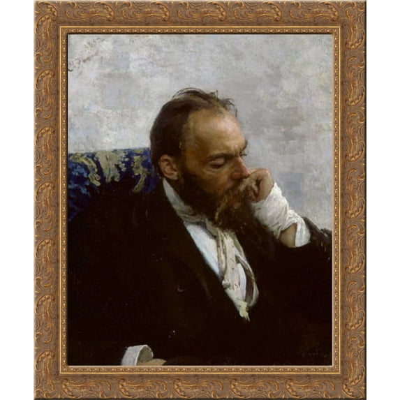 Portrait of Professor Ivanov 20x23 Gold Ornate Wood Framed Canvas Art by Repin, Il'ya