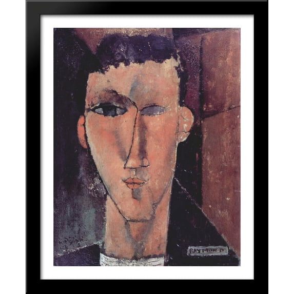 Portrait of Raymond 28x34 Large Black Wood Framed Print Art by Amedeo Modigliani