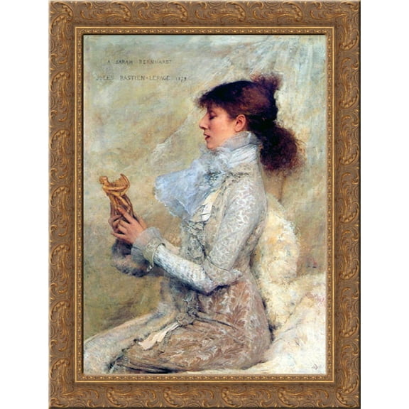 Portrait of Sarah Bernhardt 20x24 Gold Ornate Wood Framed Canvas Art by Lepage, Jules Bastien