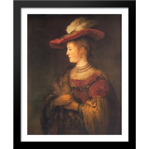 Portrait of Saskia van Uylenburgh 28x34 Large Black Wood Framed Print Art by Rembrandt