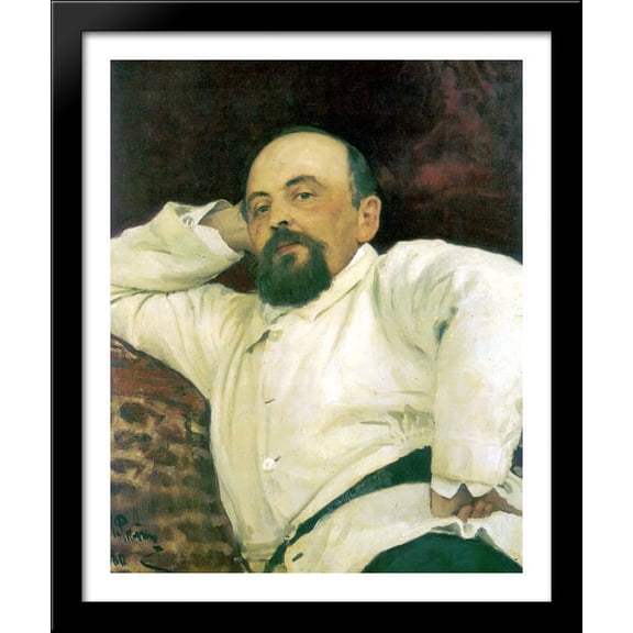 Portrait of Savva Mamontov 28x34 Large Black Wood Framed Print Art by Ilya Repin