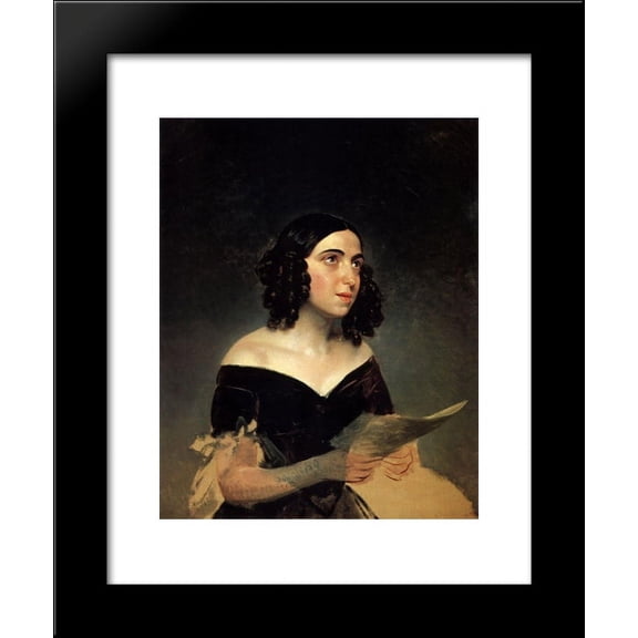 Portrait of Singer A. Ya. Petrova 20x24 Framed Art Print by Karl Bryullov
