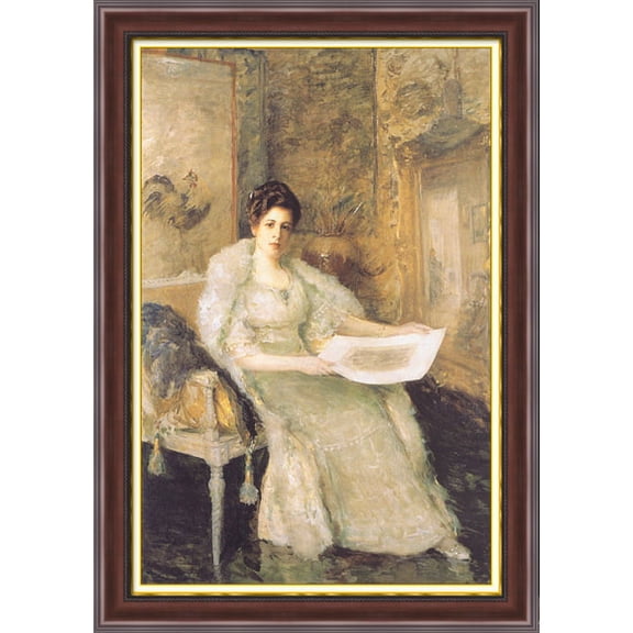 Portrait of Susan Watkins 28x40 Large Walnut Ornate Wood Framed Canvas Art by William Merritt Chase